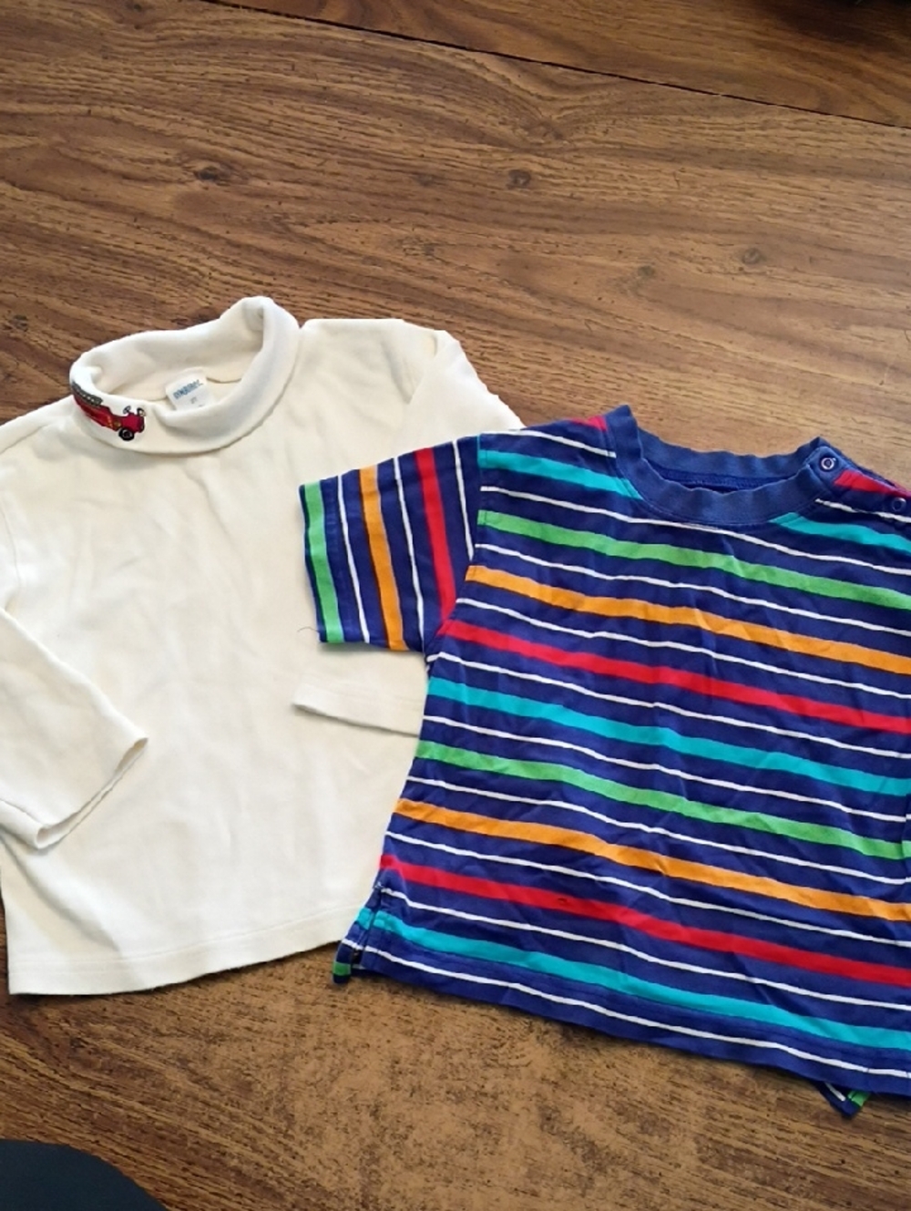 🌈 2T Rainbow Tag Gymboree Striped T-shirt & White Gymboree Embroidered 🚒 Set